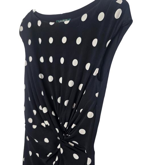 Lauren Ralph Lauren Dress Knee Length Dress Polka Dot Dress Sheath Dress 6 Black - Picture 4 of 7